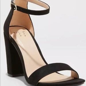Women's Suede Black High Heel Sandals